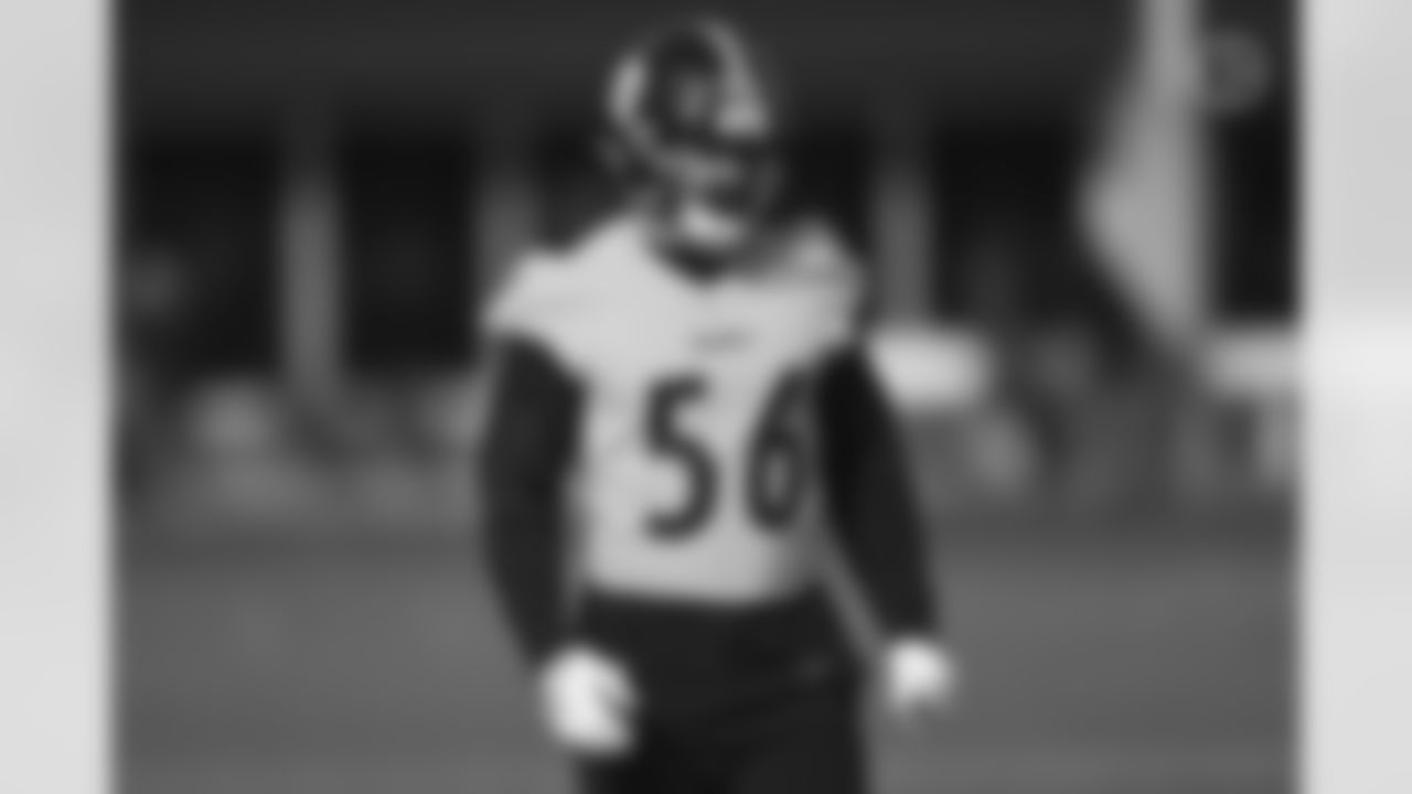 Pittsburgh Steelers linebacker Alex Highsmith (56) during practice at the UPMC Rooney Sports Complex preparing for a Week 12 matchup against the Cincinnati Bengals, Wednesday, Nov. 24, 2021 in Pittsburgh, PA. (Karl Roser / Pittsburgh Steelers)