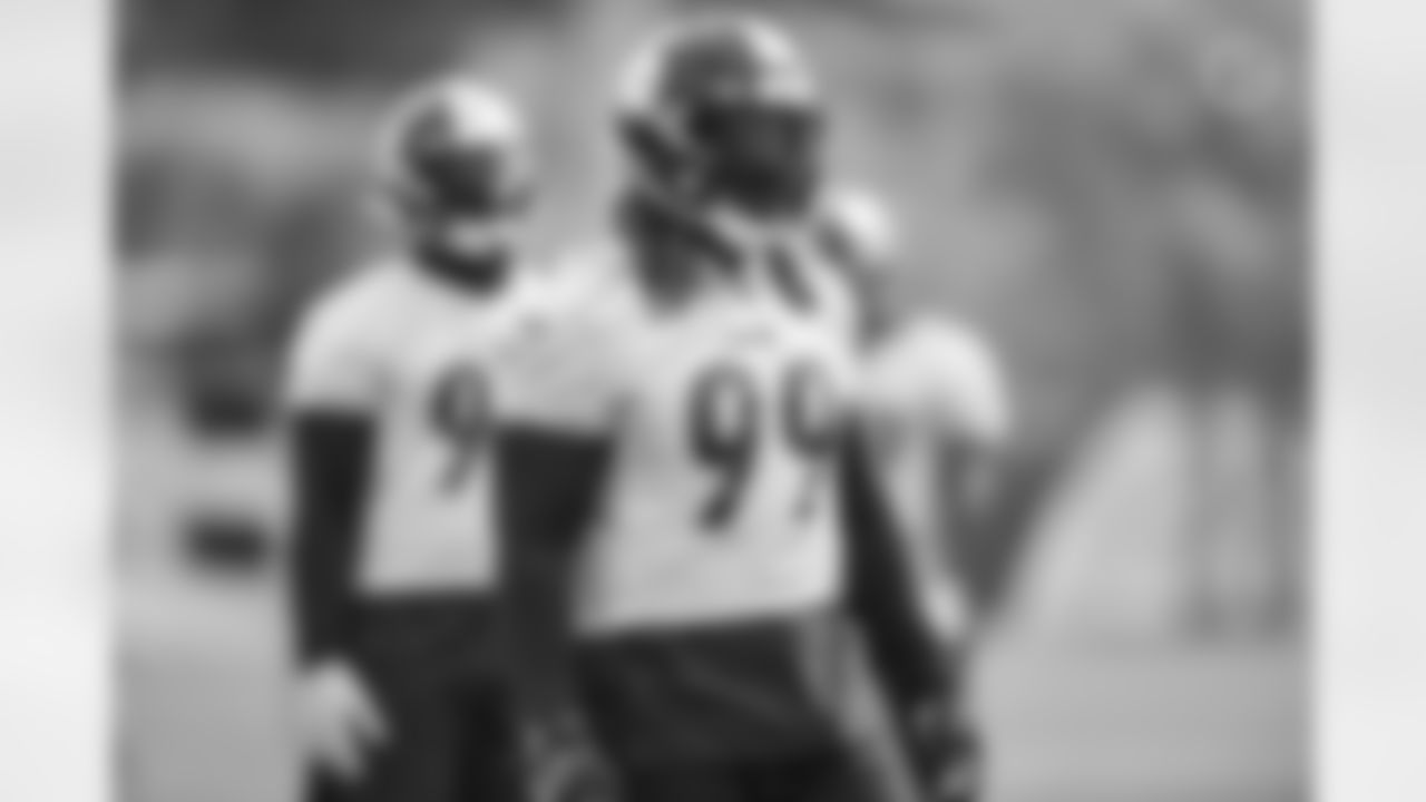Pittsburgh Steelers defensive tackle Larry Ogunjobi (99) during practice at the UPMC Rooney Sports Complex preparing for a Week 5 matchup against the Buffalo Bills, Thursday, Oct. 6, 2022 in Pittsburgh, PA. (Abigail Dean / Pittsburgh Steelers)