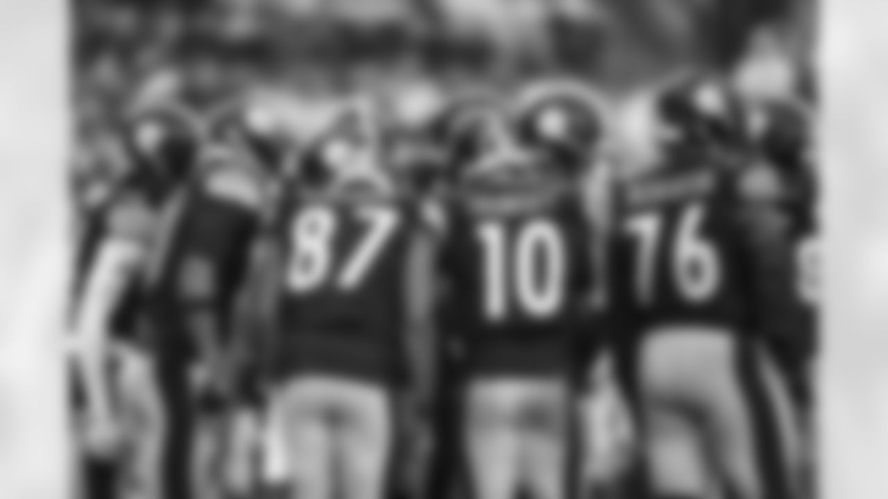 The Pittsburgh Steelers offense huddles during a regular season game between the Pittsburgh Steelers and the Jacksonville Jaguars, Sunday, Oct. 29, 2023 in Pittsburgh, PA. (Karl Roser / Pittsburgh Steelers)