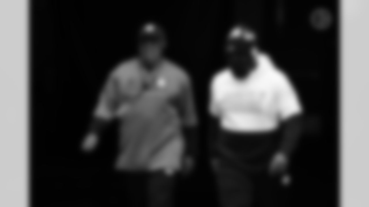 Pittsburgh Steelers Head Coach Mike Tomlin and Pittsburgh Steelers Coaching Assistant Denzel Martin during a regular season game between the Pittsburgh Steelers and the Cleveland Browns, Sunday, Jan. 3, 2021 in Cleveland, OH. (Karl Roser / Pittsburgh Steelers)