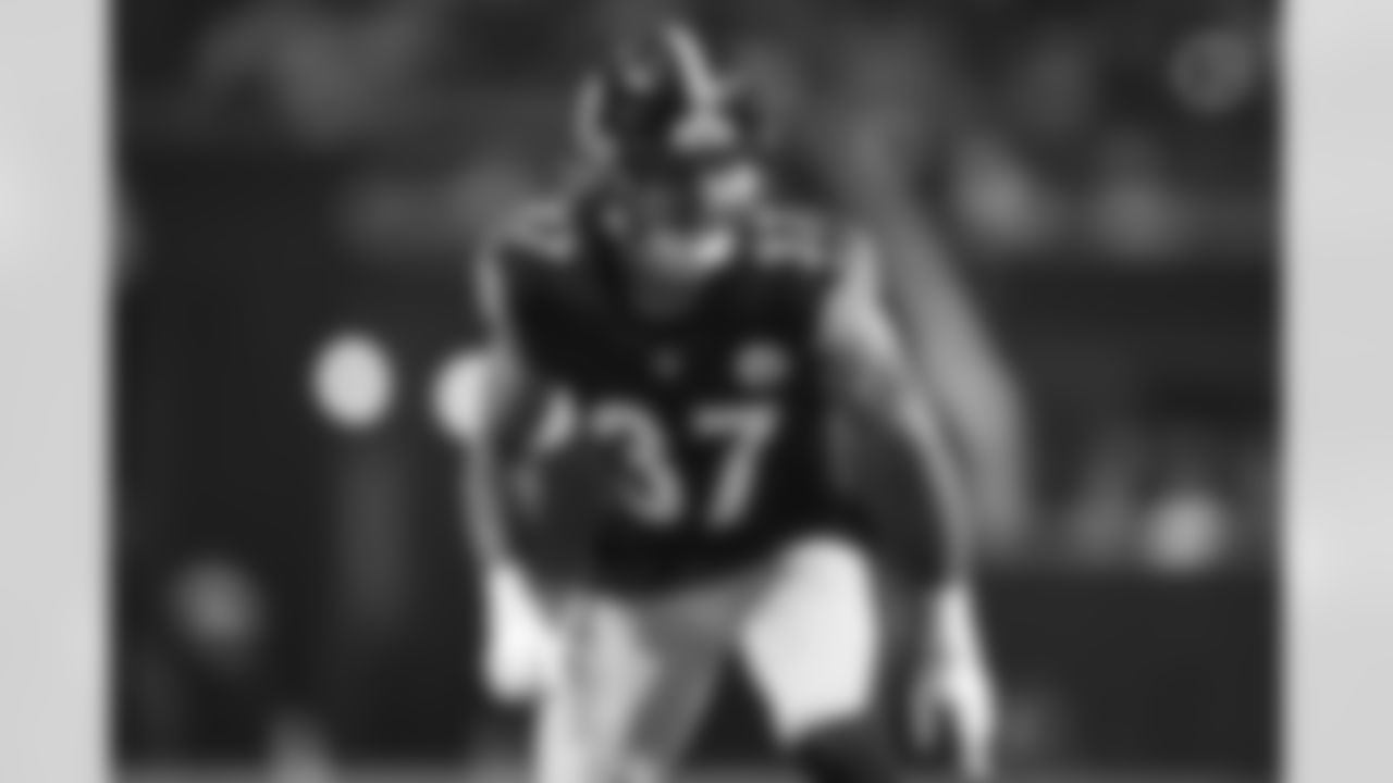 Pittsburgh Steelers safety Elijah Riley (37) during a preseason game between the Pittsburgh Steelers and the Atlanta Falcons, Thursday, Aug. 24, 2023 in Atlanta, GA. (Karl Roser / Pittsburgh Steelers)