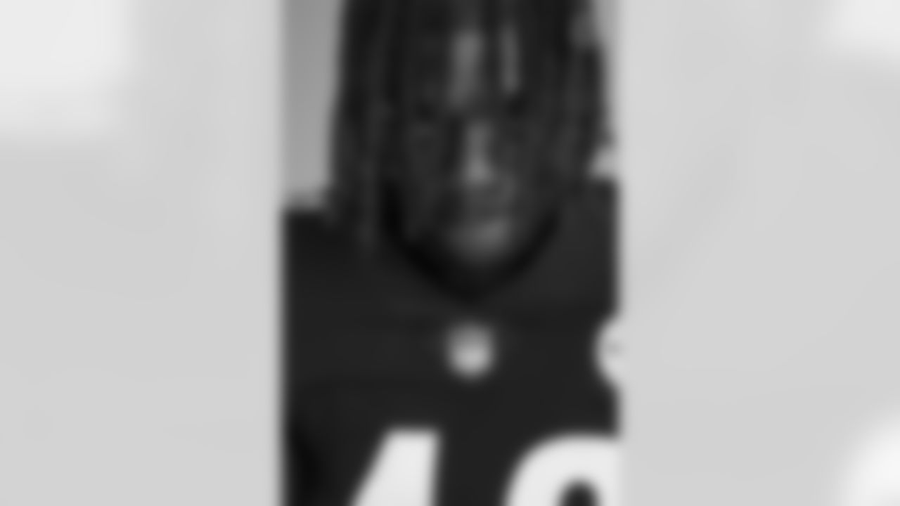 Pittsburgh Steelers defensive back James Pierre (42) poses for a photo during the Steelers 2021 media day, Friday, July 23, 2021 in Pittsburgh, PA. (Caitlyn Epes / Pittsburgh Steelers)