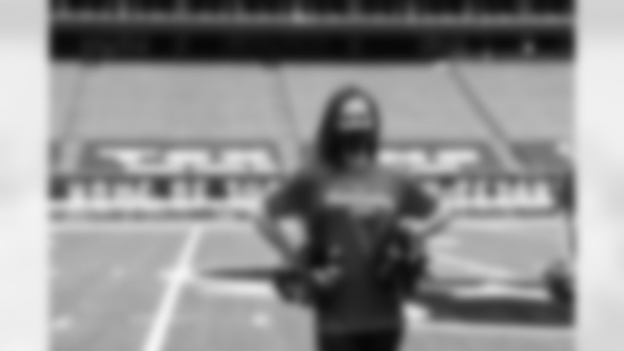 An image from the Oct. 17, 2020 Alumni Homecoming video shoot in NRG Stadium.