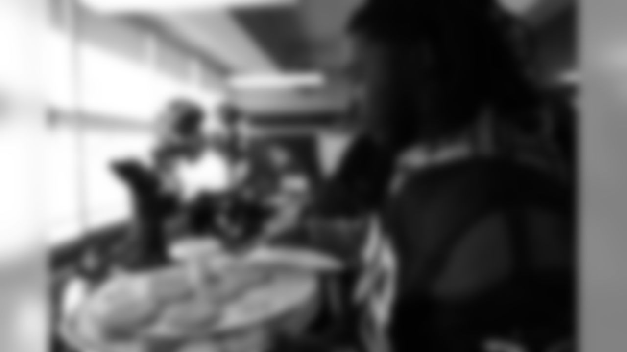 An image from the Jan. 7, 2020 Playoff Pizza Party with students at Blackshear Elementary.