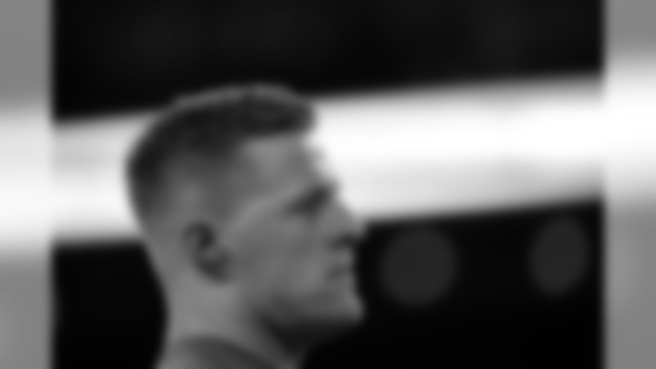 Houston Texans defensive end J.J. Watt warms up at NRG stadium before an NFL football game against the Tennessee Titans, Monday, Nov. 26, 2018, in Houston. (AP Photo/Eric Christian Smith)