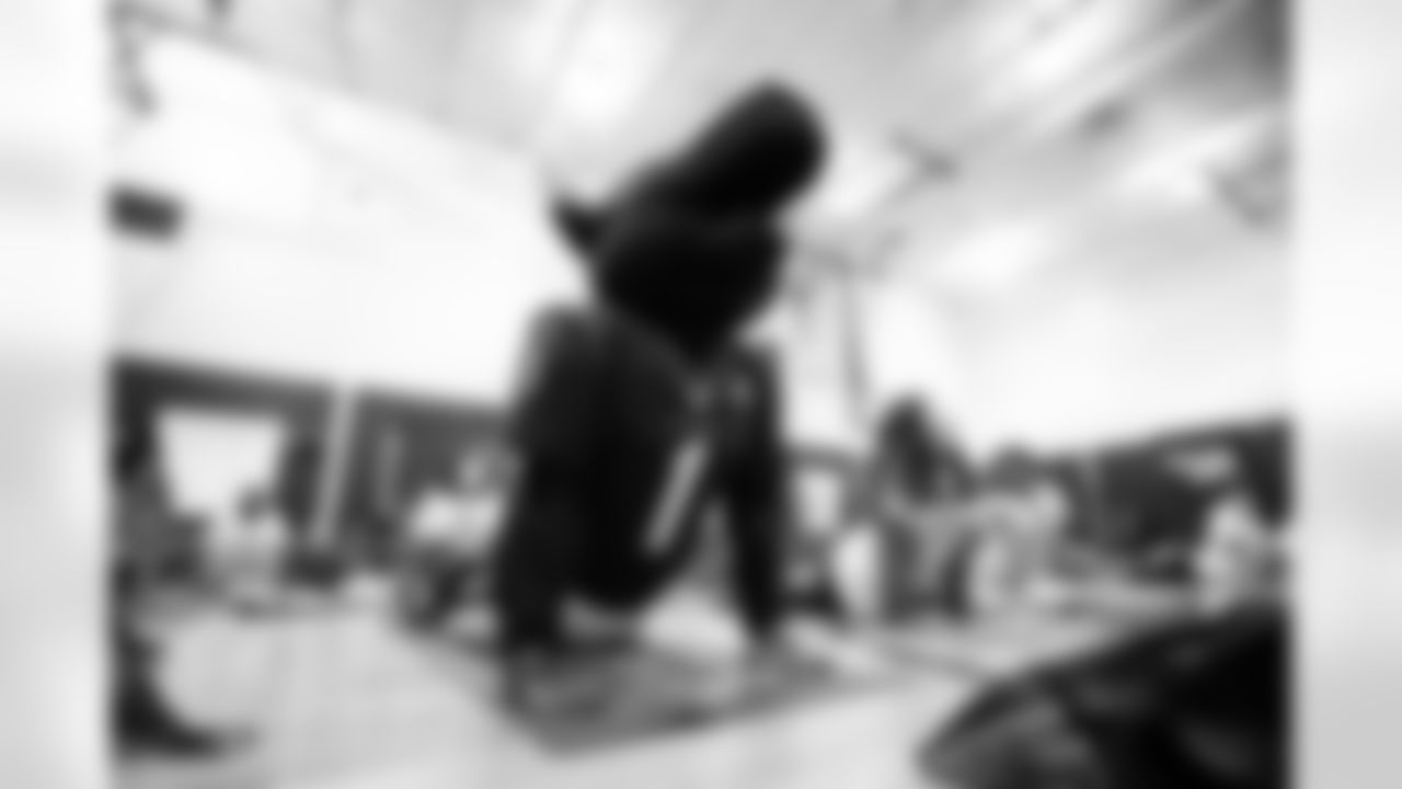 An image from the Cigna Just Flow Yoga event at the Harvard Boys and Girls Club in Houston, Texas, on Nov. 3, 2021.