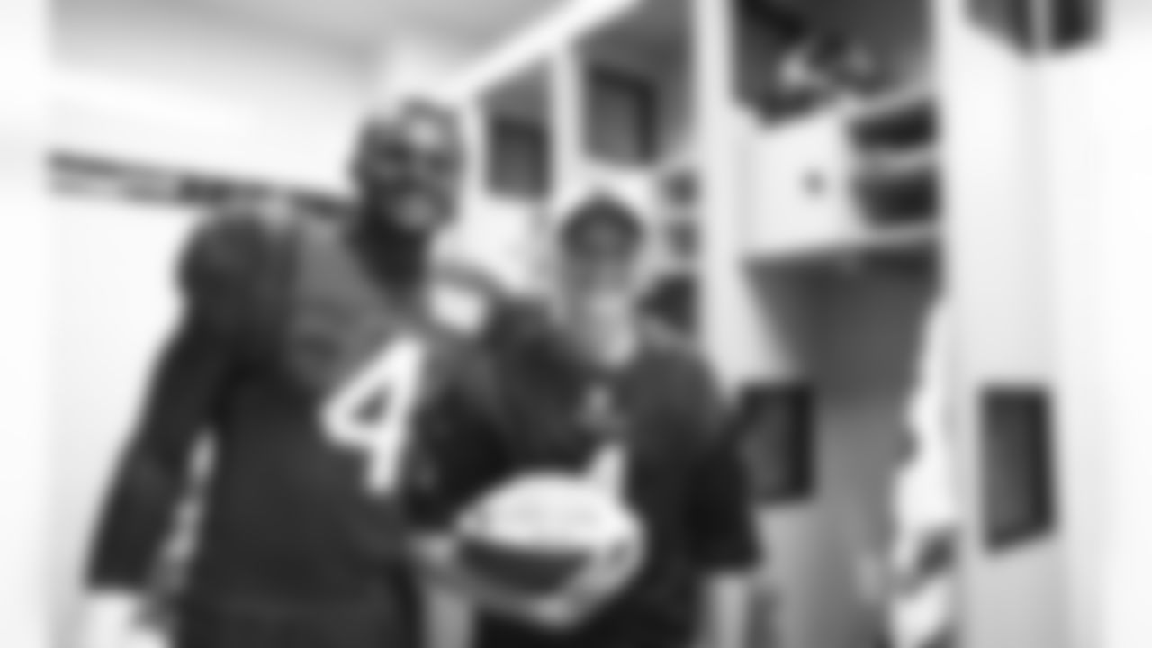 An image from the Aug. 11, 2019 community development event p in which Deshaun Watson hosted a Make-A-Wish student at Texans Training Camp.