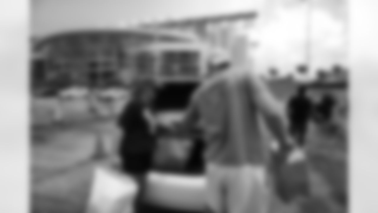 An image from the Sept. 3, 2021 Justin Reid community development event in which Houstonians donated items for Hurricane Ida relief at NRG Stadium.