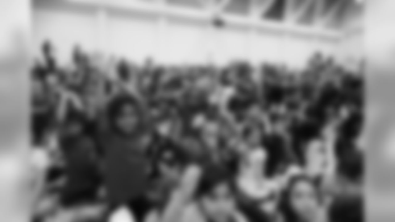 An image from the March 29, 2019 community development event. The Texans hosted a Kids Triathlon assembly at the Wharton Dual Language Academy. It was presented by Texas ChildrenÕs Hospital.