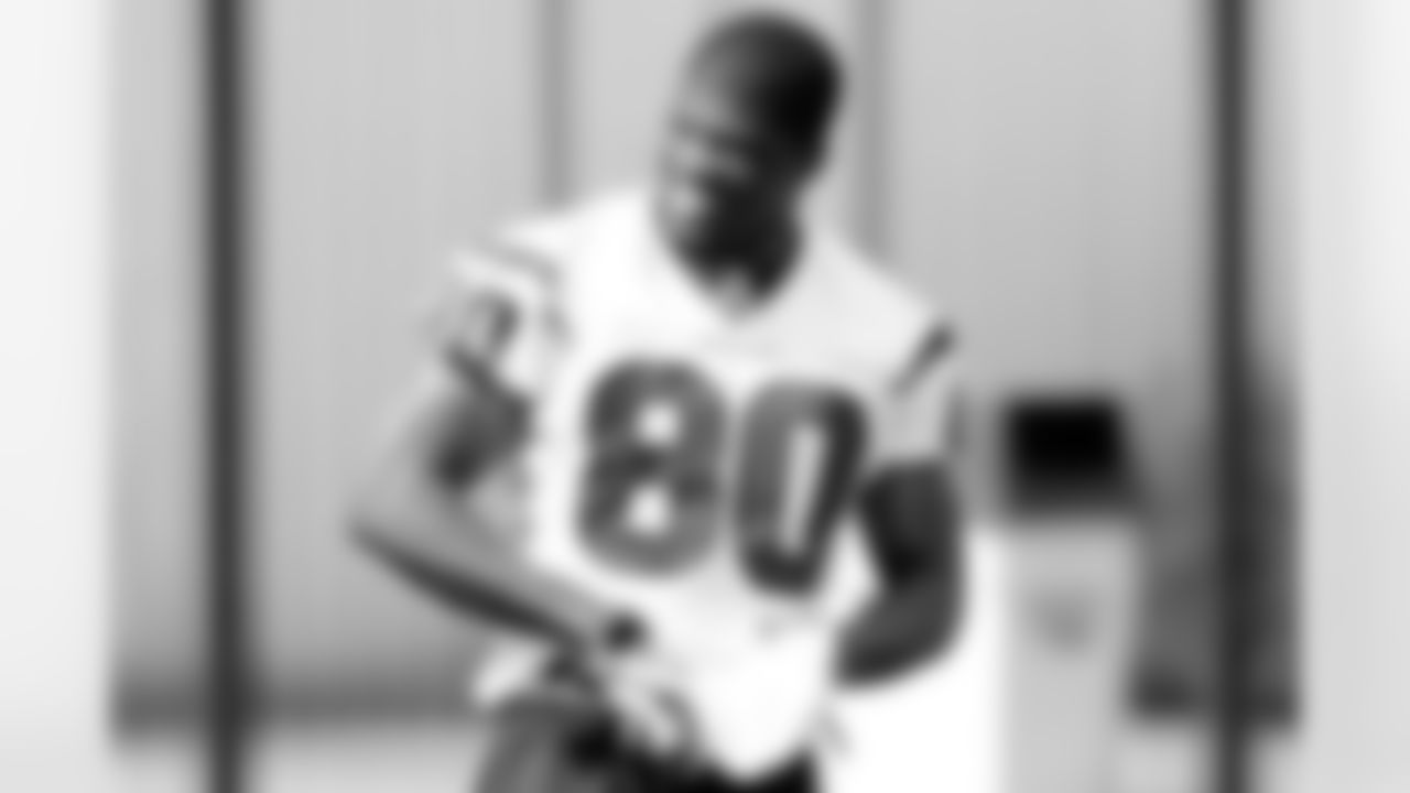 Wide receiver Andre Johnson was all smiles upon his return to the practice field Thursday at the Methodist Training Center.