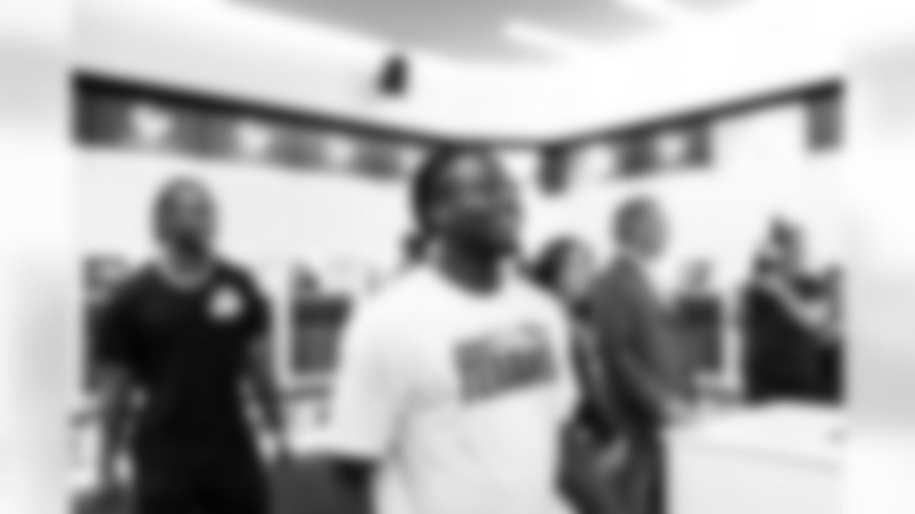 An image from the July 22, 2021 new locker room unveiling with Cal McNair and players in Houston, Texas.