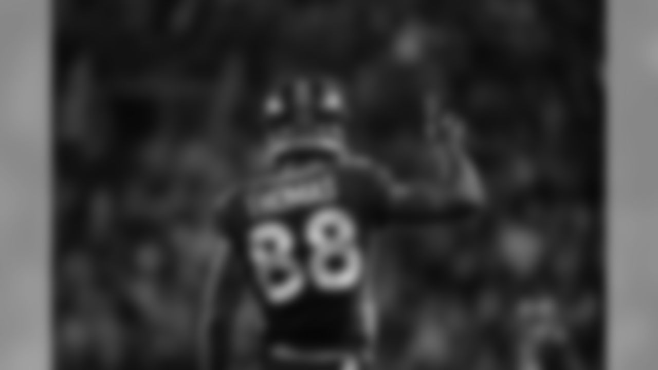 Denver Broncos wide receiver Demaryius Thomas reacts after making a catch during the first half of an NFL football game against the New York Giants Sunday, Oct. 15, 2017, in Denver. (AP Photo/Jack Dempsey)