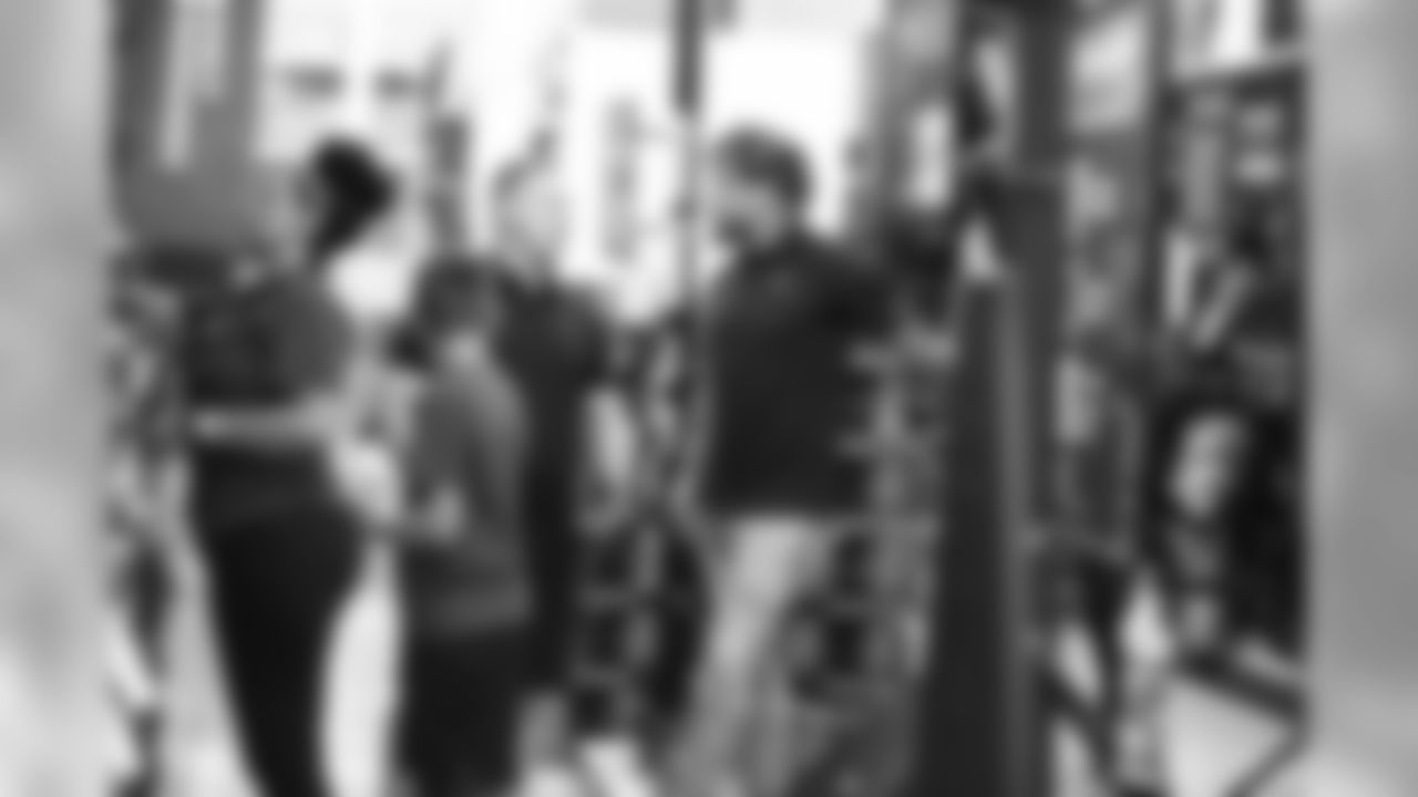 A July 23, 2018 photo from a community development event at Academy Sports and Outdoors in Humble, TX featuring Tyrann Mathieu.
