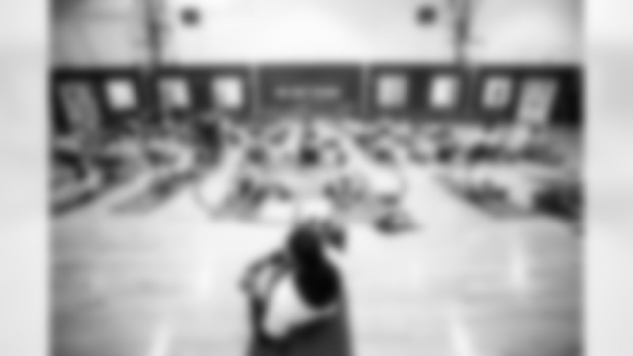 An image from the Cigna Just Flow Yoga event at the Harvard Boys and Girls Club in Houston, Texas, on Nov. 3, 2021.