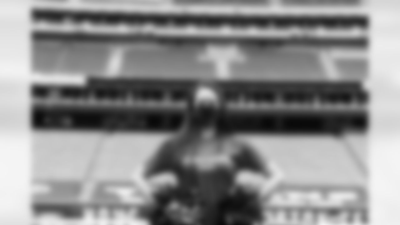 An image from the Oct. 17, 2020 Alumni Homecoming video shoot in NRG Stadium.