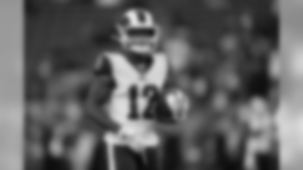 Los Angeles Rams wide receiver Brandin Cooks (12) warms up before an NFL football game against the San Francisco 49ers in Santa Clara, Calif., Saturday, Dec. 21, 2019. (AP Photo/Tony Avelar)