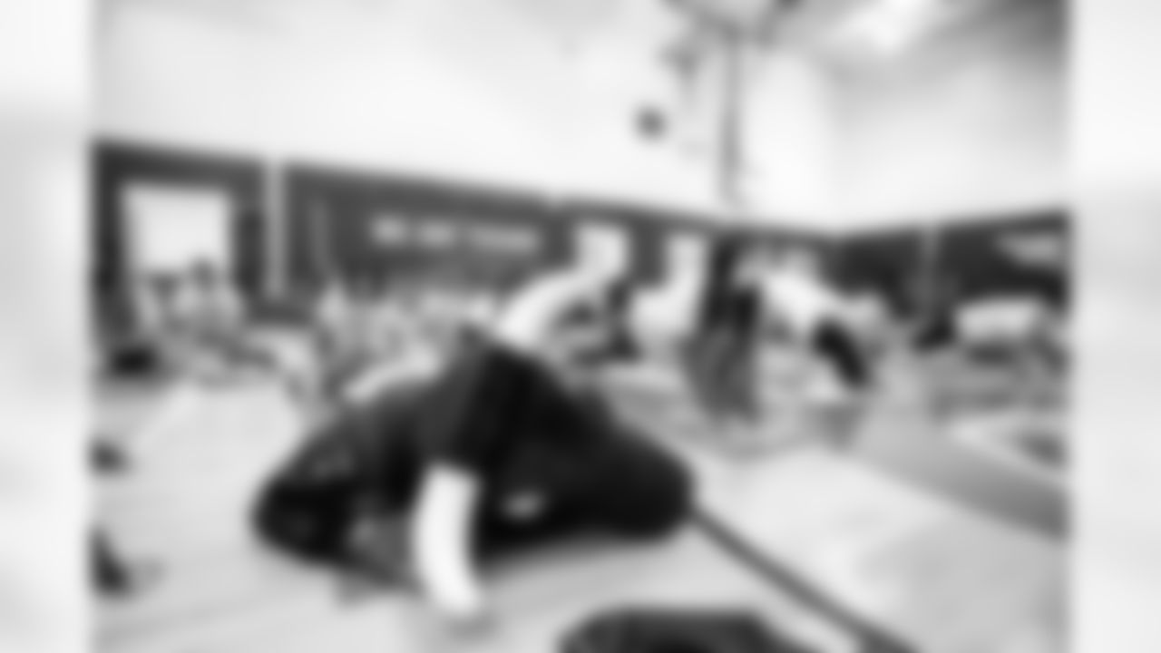 An image from the Cigna Just Flow Yoga event at the Harvard Boys and Girls Club in Houston, Texas, on Nov. 3, 2021.