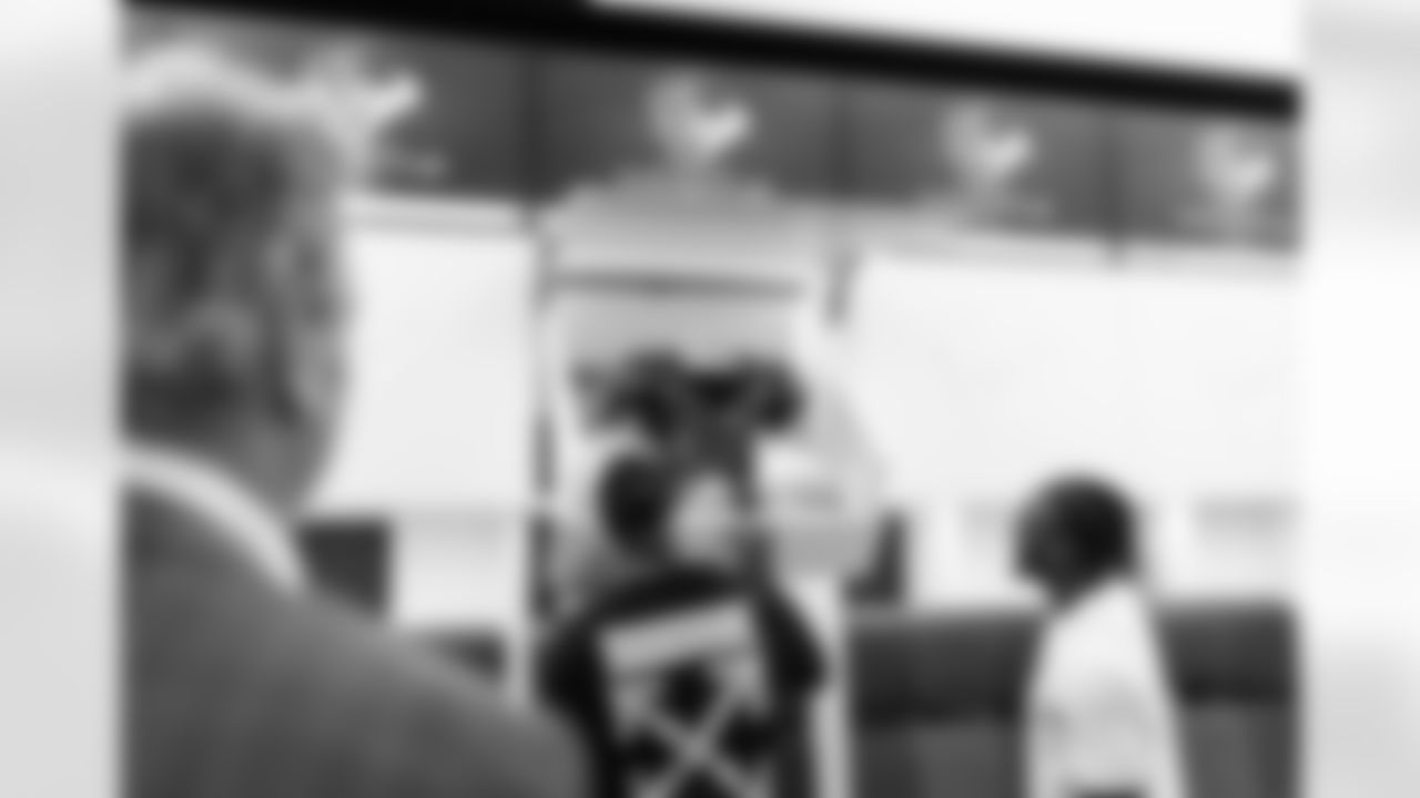 An image from the July 22, 2021 new locker room unveiling with Cal McNair and players in Houston, Texas.