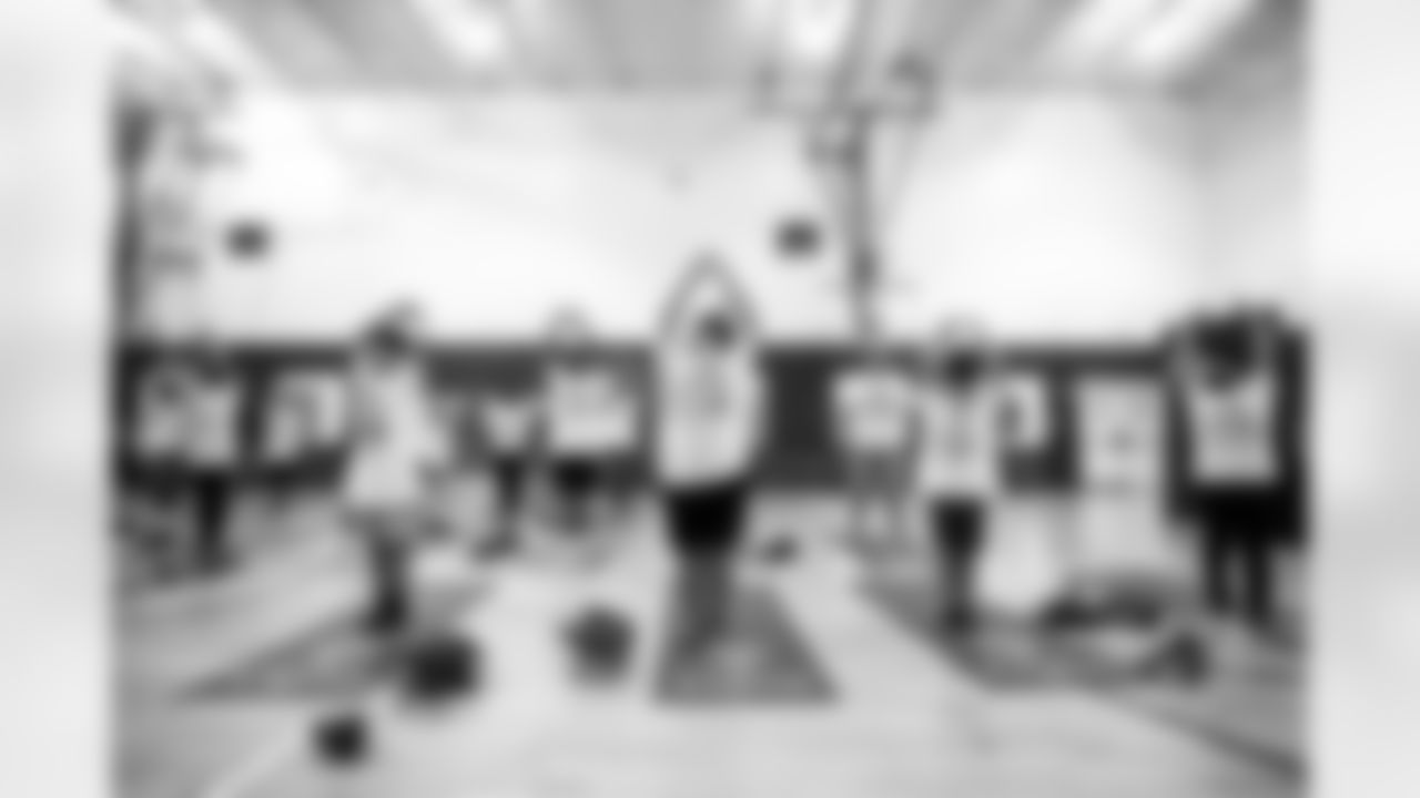 An image from the Cigna Just Flow Yoga event at the Harvard Boys and Girls Club in Houston, Texas, on Nov. 3, 2021.