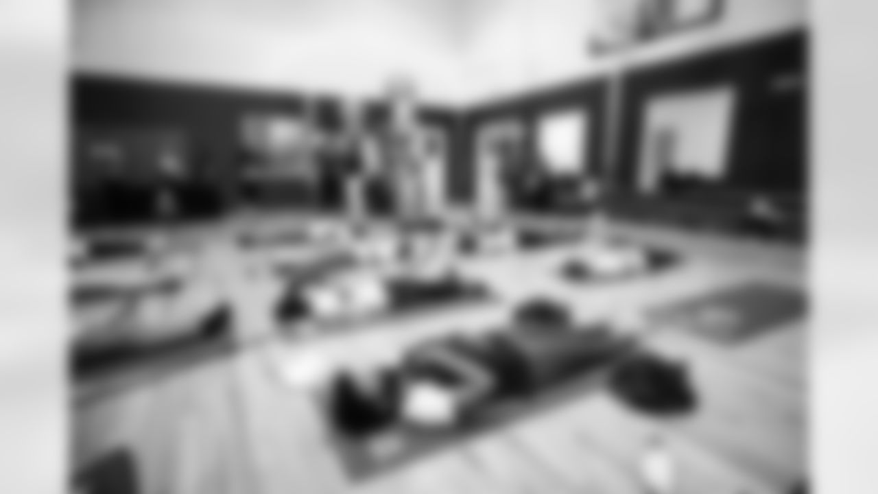 An image from the Cigna Just Flow Yoga event at the Harvard Boys and Girls Club in Houston, Texas, on Nov. 3, 2021.