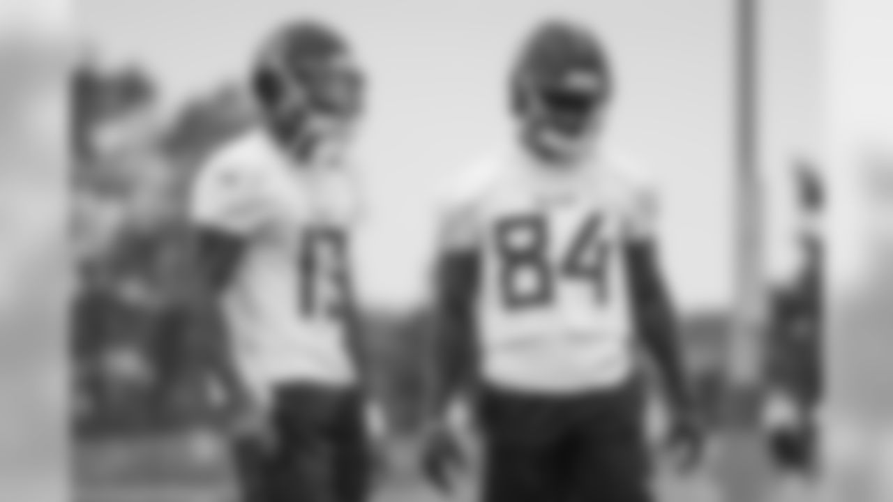 NASHVILLE, TN - JUNE 04, 2019 - Tajaé Sharpe #19 of Tennessee Titans and Corey Davis #84 of Tennessee Titans during OTA practice in Nashville, TN. Photo By Donald Page/Tennessee Titans