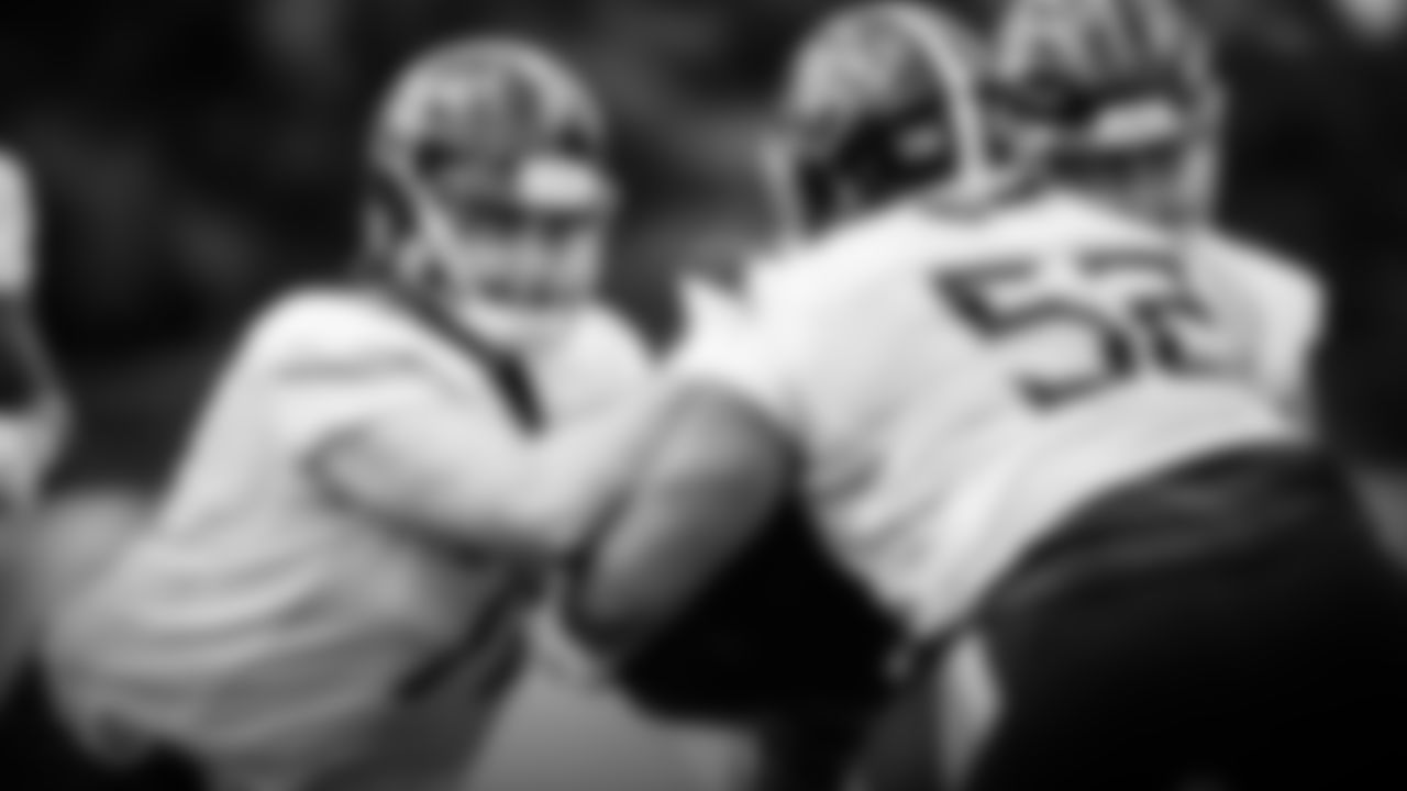 NASHVILLE, TN - AUGUST 16, 2020 - Tackle Ty Sambrailo #70 of the Tennessee Titans during practice at Saint Thomas Sports Park in Nashville, TN. Photo By Donald Page/Tennessee Titans