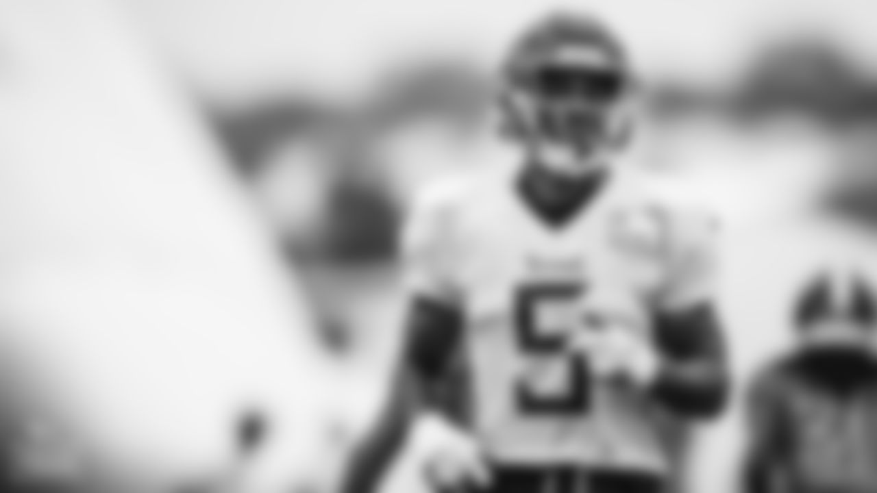 Wide receiver Kearis Jackson #5 of the Tennessee Titans during training camp at Ascension Saint Thomas Sports Park on August 4, 2023 in Nashville, TN. Photo By Emily Starkey/Tennessee Titans