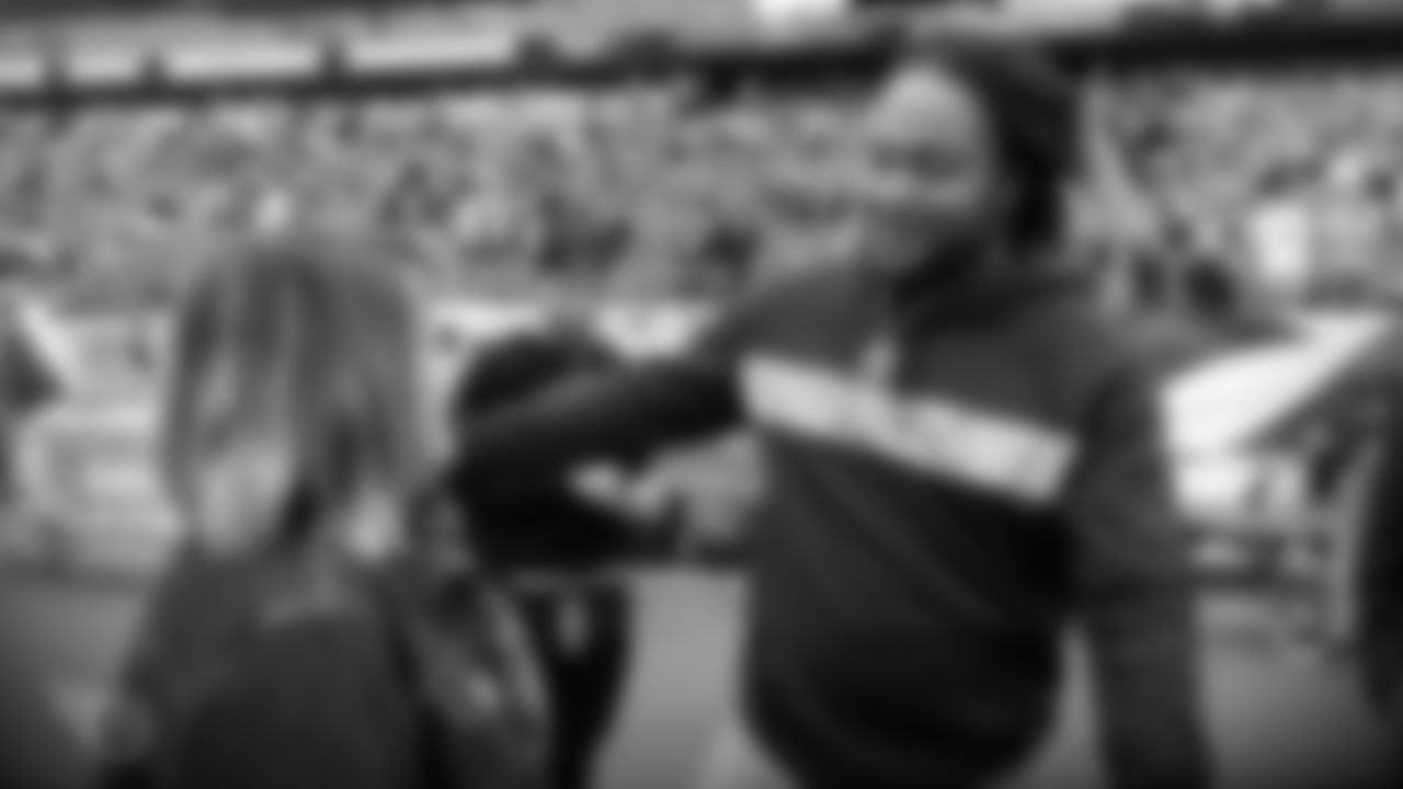 NASHVILLE, TN - OCTOBER 27, 2019 - Controlling Owner and Co-Chairman, Board of Directors Amy Adams Strunk and LenDale White before the game between the Tennessee Titans and the Tampa Bay Buccaneers at Nissan Stadium in Nashville, TN. Photo By Donald Page/Tennessee Titans