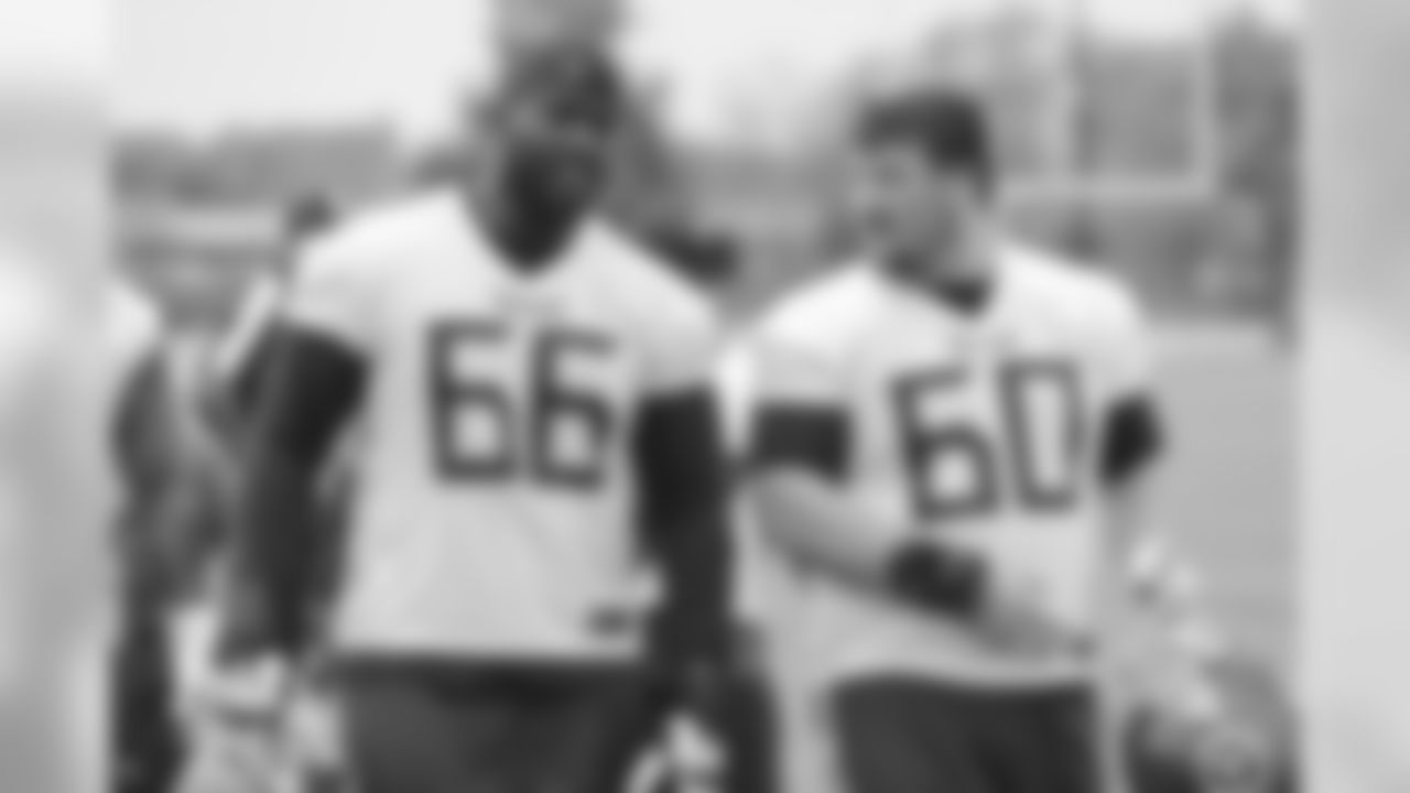 NASHVILLE, TN - JUNE 04, 2019 - Kevin Pamphile #66 of Tennessee Titans and Ben Jones #60 of Tennessee Titans during OTA practice in Nashville, TN. Photo By Donald Page/Tennessee Titans