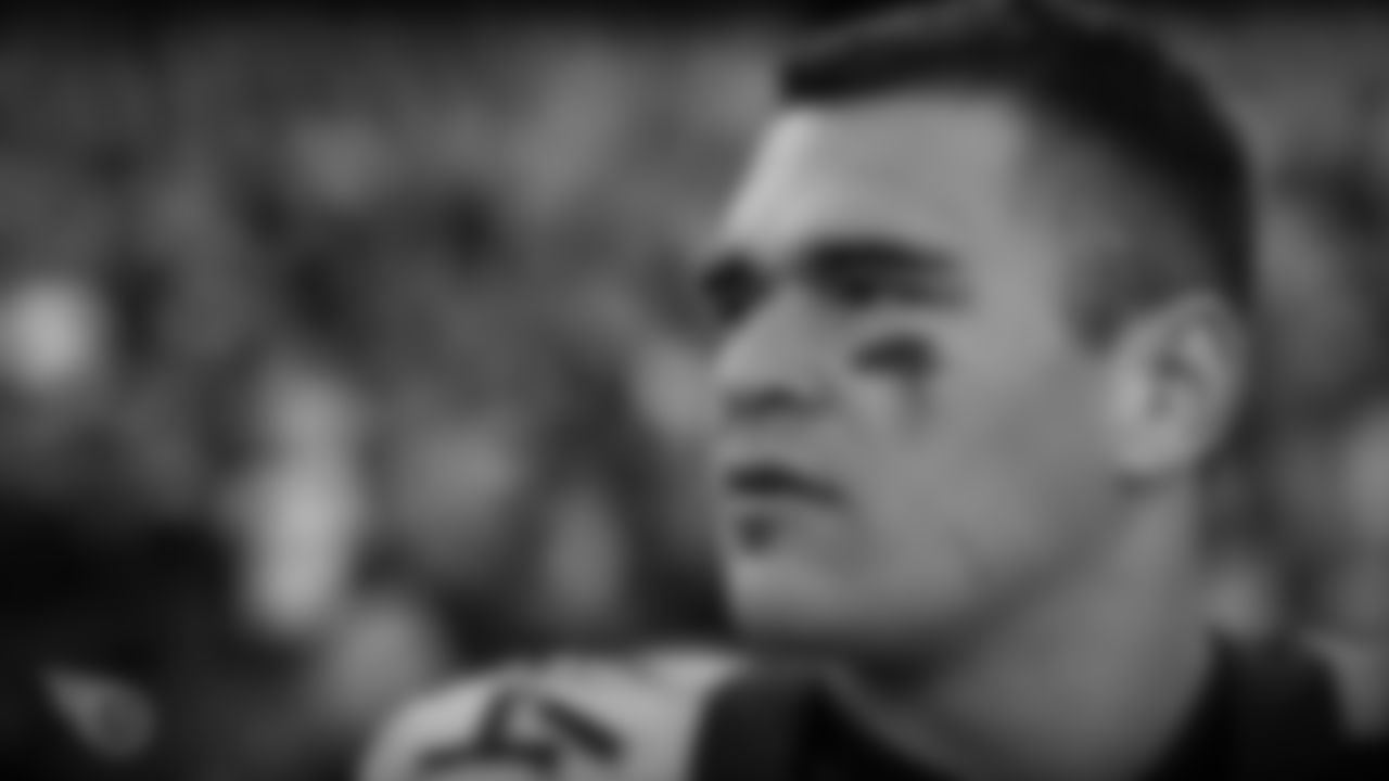 NASHVILLE, TN - NOVEMBER 24, 2019 - Outside linebacker Kamalei Correa #44 of the Tennessee Titans during the anthem before the game between the Tennessee Titans and the Jacksonville Jaguars at Nissan Stadium in Nashville, TN. Photo By Donald Page/Tennessee Titans