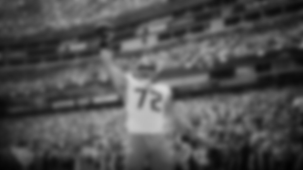 NASHVILLE, TN - SEPTEMBER 15, 2019 - Offensive lineman David Quessenberry #72 of the Tennessee Titans touchdown during the game between the Tennessee Titans and the Indianapolis Colts at Nissan Stadium in Nashville, TN.