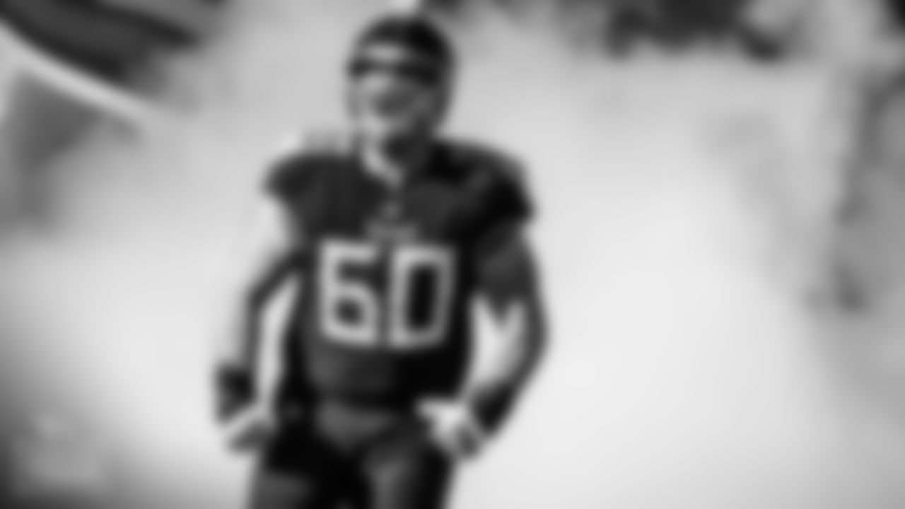Center Ben Jones #60 of the Tennessee Titans during pregame introductions before the game against the Jacksonville Jaguars at Nissan Stadium on December 12, 2021 in Nashville, TN. Photo By Cameron Faulkner/Tennessee Titans