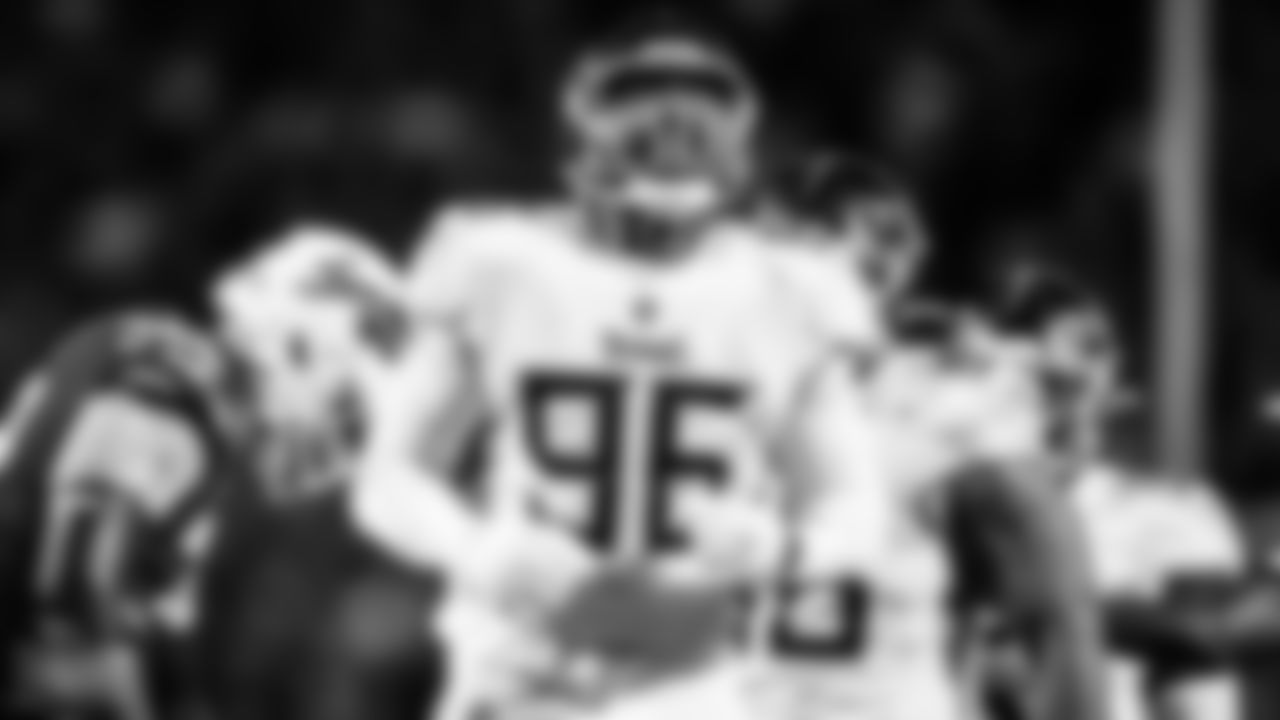 Defensive lineman Denico Autry #96 of the Tennessee Titans during the Monday Night Football game between the Tennessee Titans and the Buffalo Bills at Highmark Stadium on September 19, 2022 in Buffalo, New York. Photo By Cameron Faulkner/Tennessee Titans