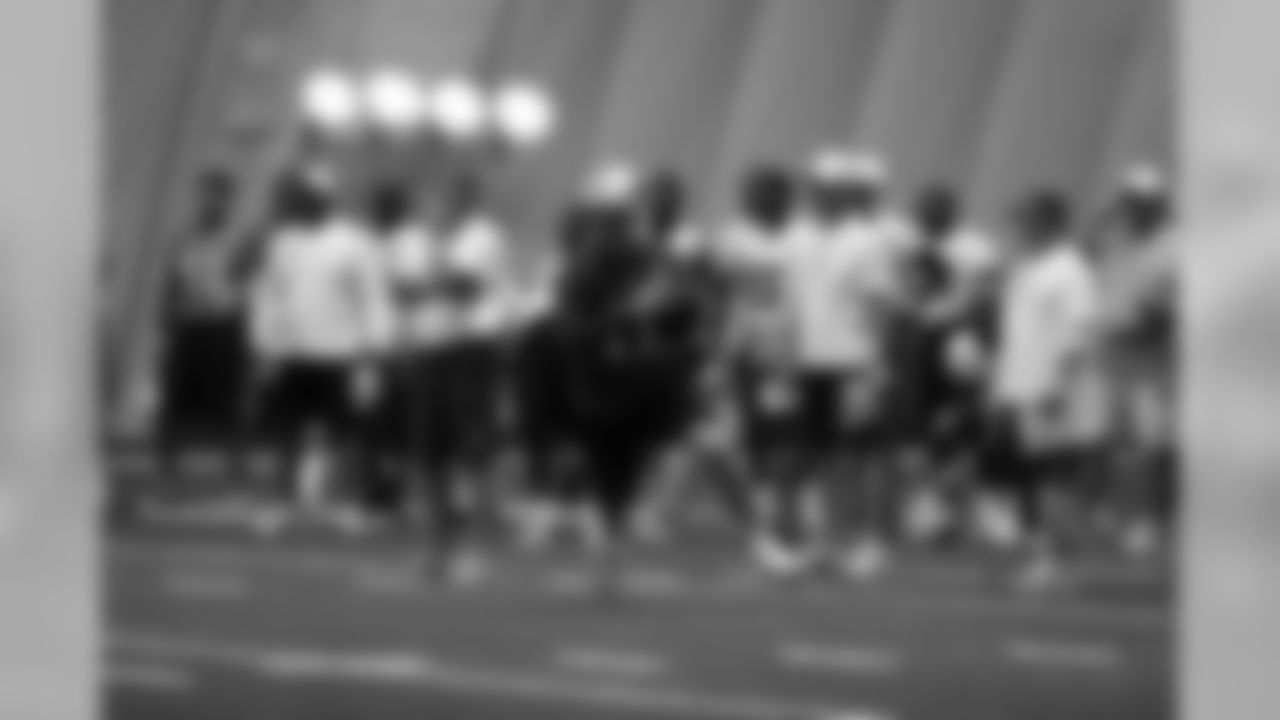 Titans players practice inside during Tuesday's organized training activity (OTA) at Baptist Sports Park in Nashville, Tenn.