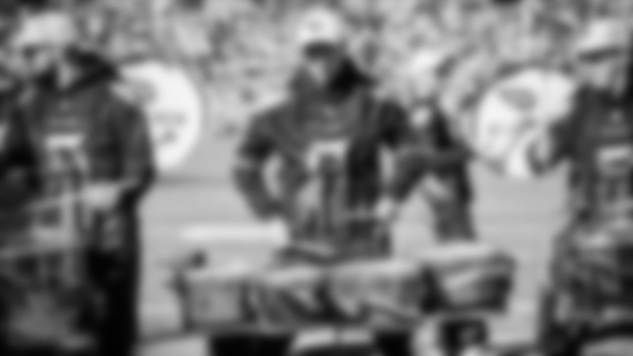 Tennessee Titans Blue Crew Drum Line during the game between the Tennessee Titans and the Jacksonville Jaguars at Nissan Stadium on December 12, 2021 in Nashville, TN. Photo By Lakin Householder/Tennessee Titans