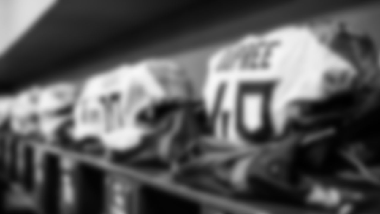 Uniforms and equipment in lockers before the game between the Tennessee Titans and the Indianapolis Colts at Lucas Oil Stadium on October 02, 2022 in Indianapolis, IN. Photo By Donald Page/Tennessee Titans