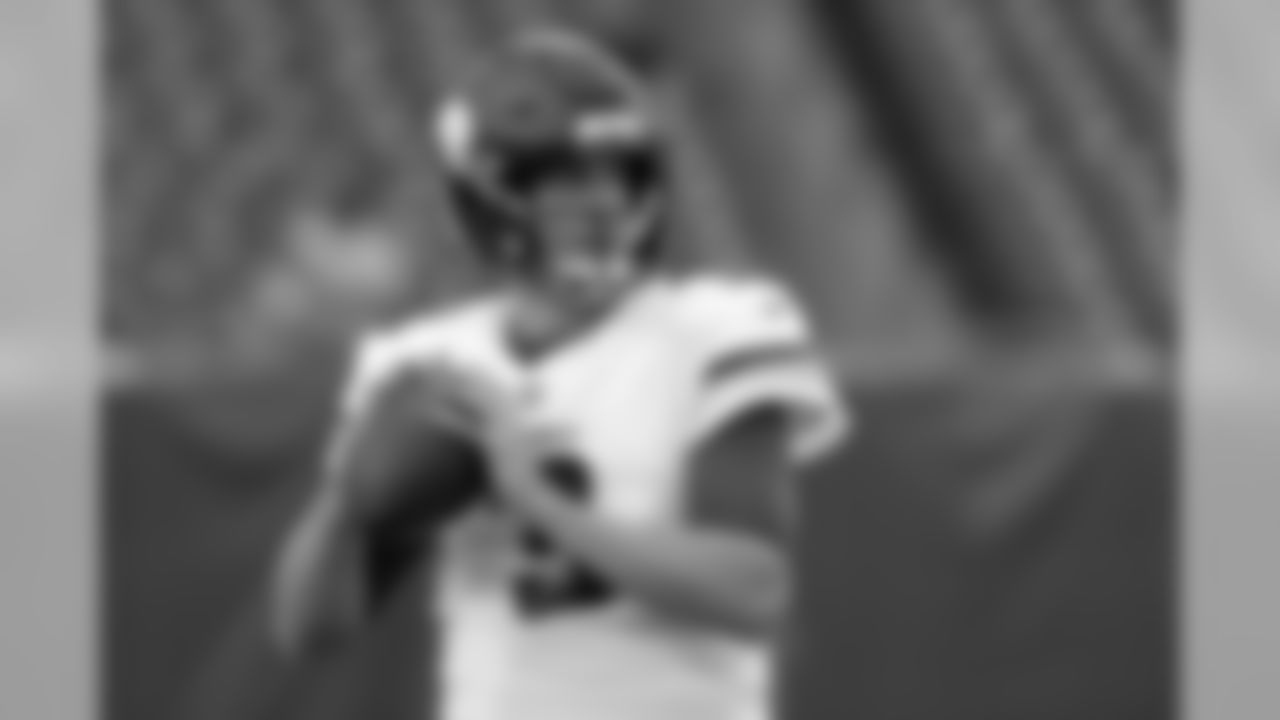 Minnesota Vikings quarterback Trevor Siemian warms up before a preseason NFL football game against the Tennessee Titans Thursday, Aug. 30, 2018, in Nashville, Tenn. (AP Photo/Mark Zaleski)