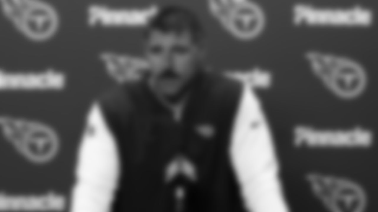 Tennessee Titans head coach Mike Vrabel answers questions during a press conference after an NFL football game against the Jacksonville Jaguars, Thursday, Sept. 19, 2019, in Jacksonville, Fla. (AP Photo/Stephen B. Morton)