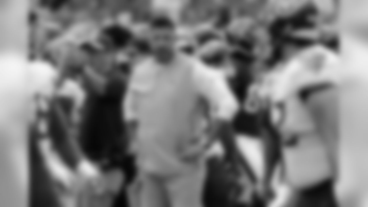 Tennessee Titans head coach Mike Vrabel watches players warm up before an NFL football game against the Houston Texans Sunday, Sept. 16, 2018, in Nashville, Tenn. (AP Photo/James Kenney)