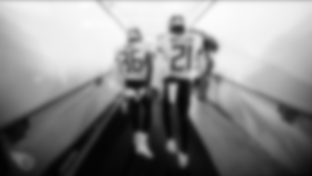 JACKSONVILLE, FL - SEPTEMBER 19, 2019 - Cornerback LeShaun Sims #36 of the Tennessee Titans and Cornerback Malcolm Butler #21 of the Tennessee Titans in the tunnel before the game between the Tennessee Titans and the Jacksonville Jaguars at TIAA Bank Field in Jacksonville, FL. Photo By Donald Page/Tennessee Titans