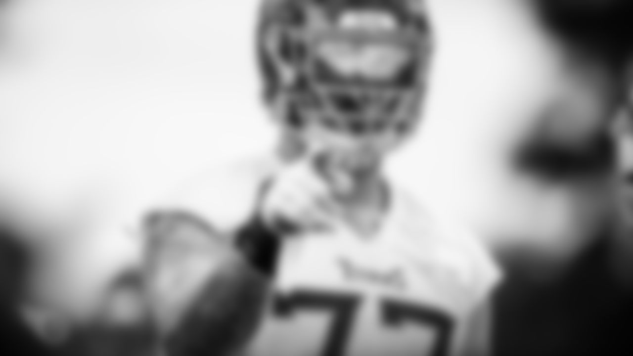 NASHVILLE, TN - AUGUST 14, 2020 - Tackle Taylor Lewan #77 of the Tennessee Titans during practice at Saint Thomas Sports Park in Nashville, TN. Photo By Donald Page/Tennessee Titans