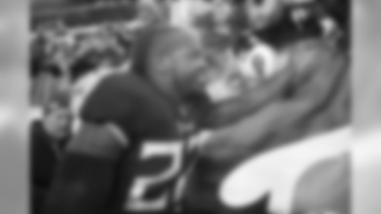 Tennessee Titans running back Derrick Henry (22) greets fans after an NFL football game against the Jacksonville Jaguars, Thursday, Dec. 6, 2018, in Nashville, Tenn. The Tennessee Titans won 30-9. (AP Photo/James Kenney)