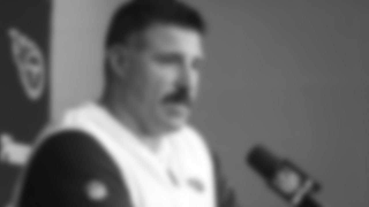 Tennessee Titans head coach Mike Vrabel speaks during a press conference following an NFL football game against the Indianapolis Colts in Indianapolis, Sunday, Dec. 1, 2019. The Titans defeated the Colts 31-17. (AP Photo/AJ Mast)