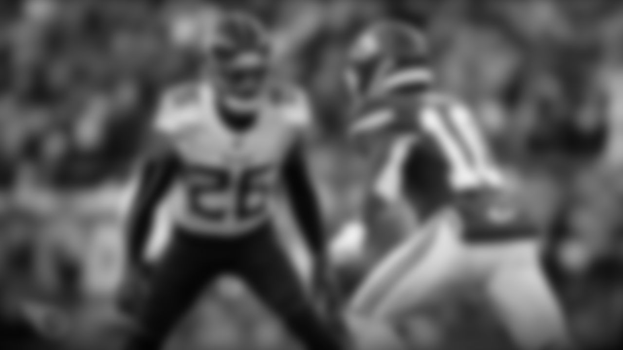 KANSAS CITY, MO - JANUARY 19, 2020 - Cornerback Logan Ryan #26 of the Tennessee Titans guards and receiver during the AFC Championship game at the Kansas City Chiefs in Kansas City, MO. Photo By Sam Carbine/Tennessee Titans