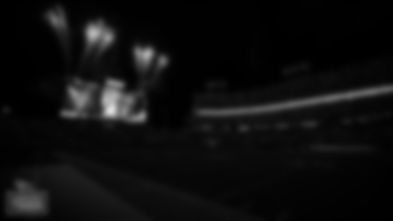 General view of the stadium interior during the light show at halftime during the Thursday Night Football game between the Tennessee Titans and the San Francisco 49ers at Nissan Stadium on DECEMBER 23, 2021 in Nashville, TN. Photo By Donald Page/Tennessee Titans