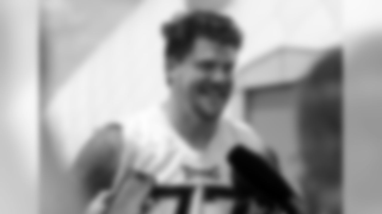 Tennessee Titans offensive tackle Taylor Lewan answers questions after NFL football training camp Thursday, July 26, 2018, in Nashville, Tenn. (AP Photo/Mark Humphrey)