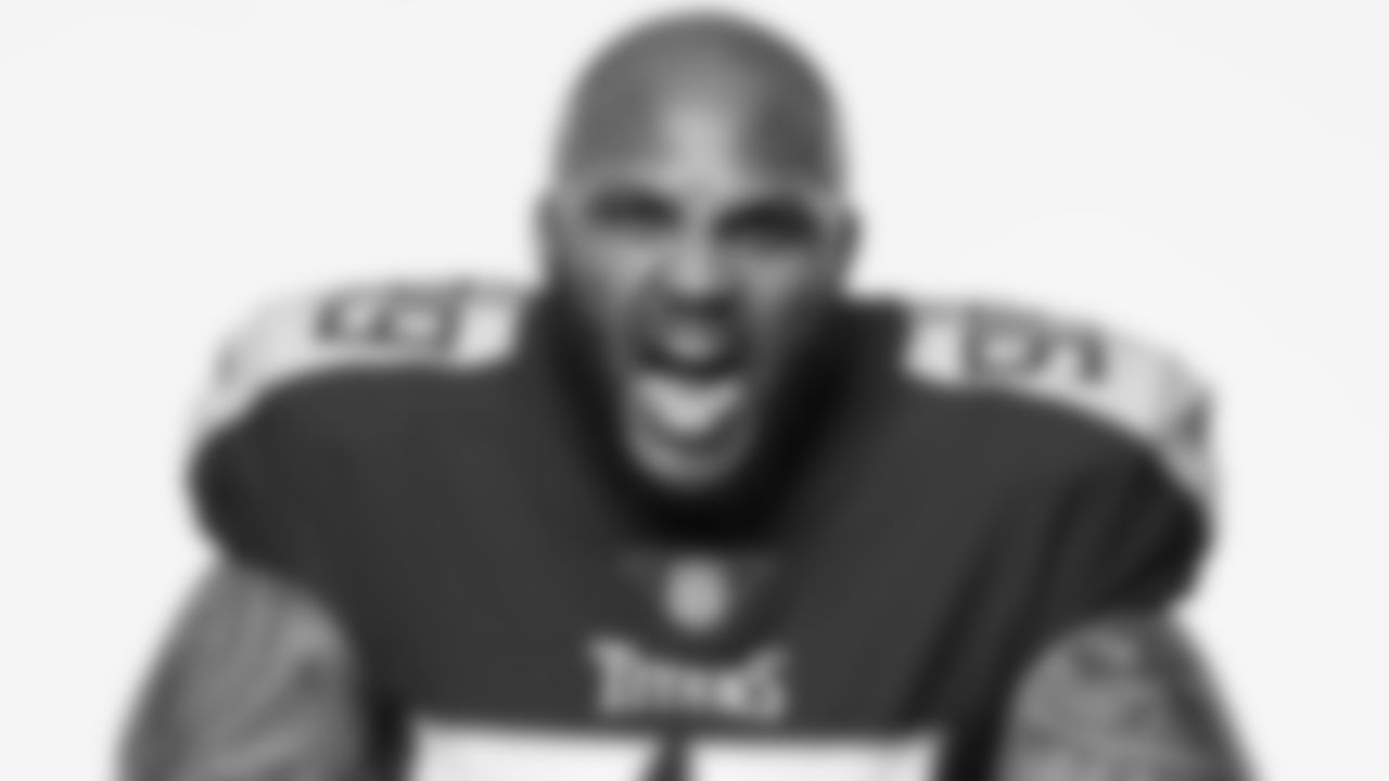 Tennessee Titans defensive end Jurrell Casey (99) poses for a photo during a portrait session on Monday, June 10, 2019 in Nashville, Tenn. (Cooper Neill via AP)