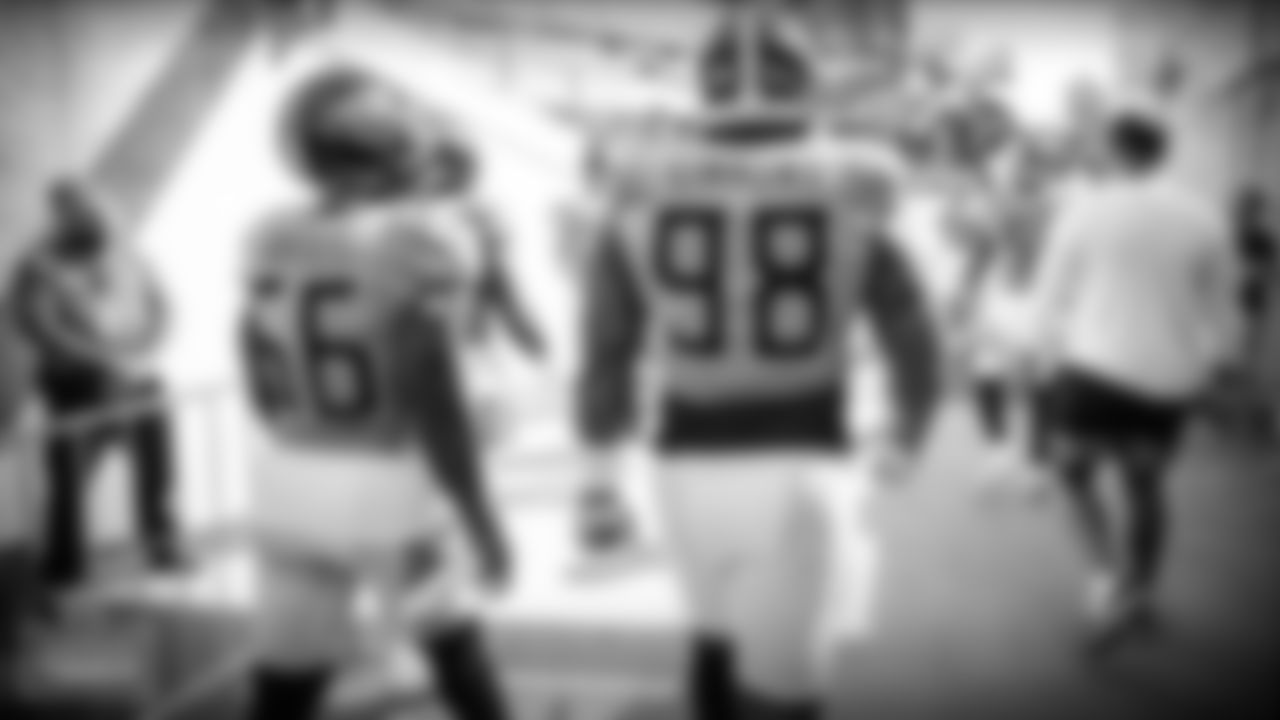 Linebacker Daren Bates #56 of the Tennessee Titans and Defensive lineman Jeffery Simmons #98 of the Tennessee Titans In the tunnel before the game between the Tennessee Titans and the Chicago Bears at Nissan Stadium on NOVEMBER 08, 2020 in Nashville, TN. Photo By Donald Page/Tennessee Titans