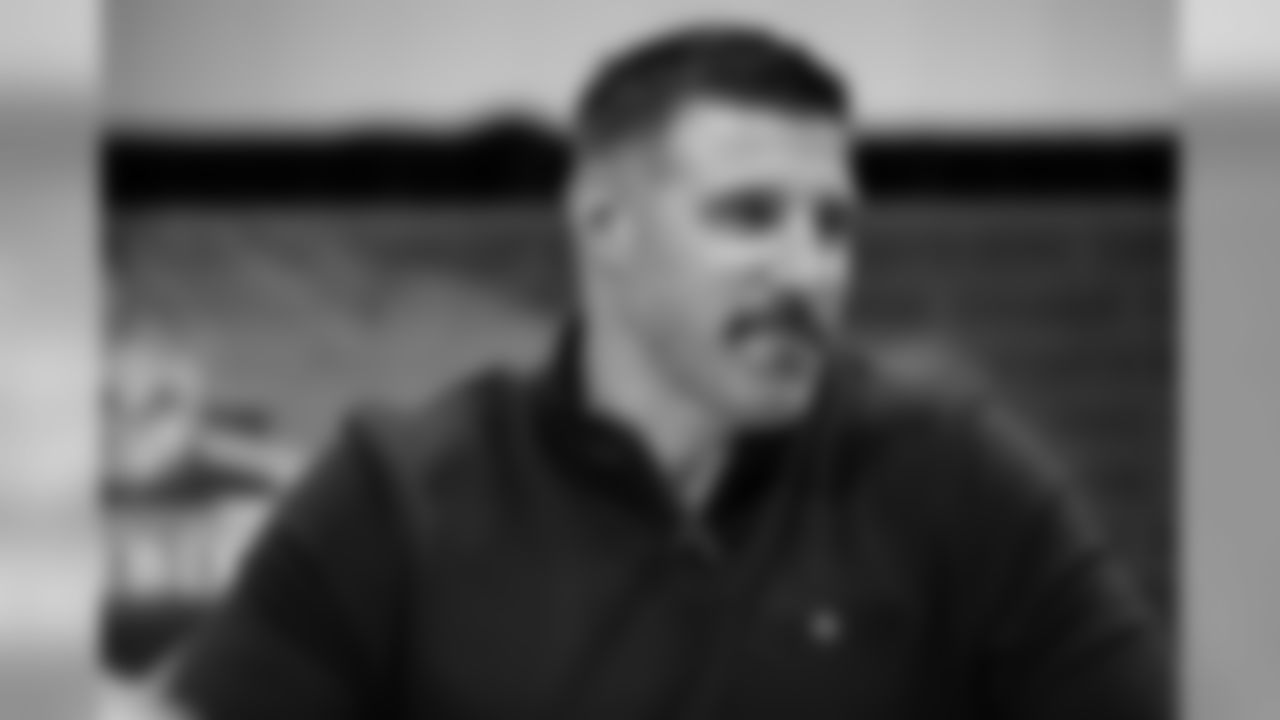 Tennessee Titans head coach Mike Vrabel speaks during the 2019 Scouting Combine, Wednesday, Feb. 27, 2019 in Indianapolis. (Hiro Ueno/NFL)