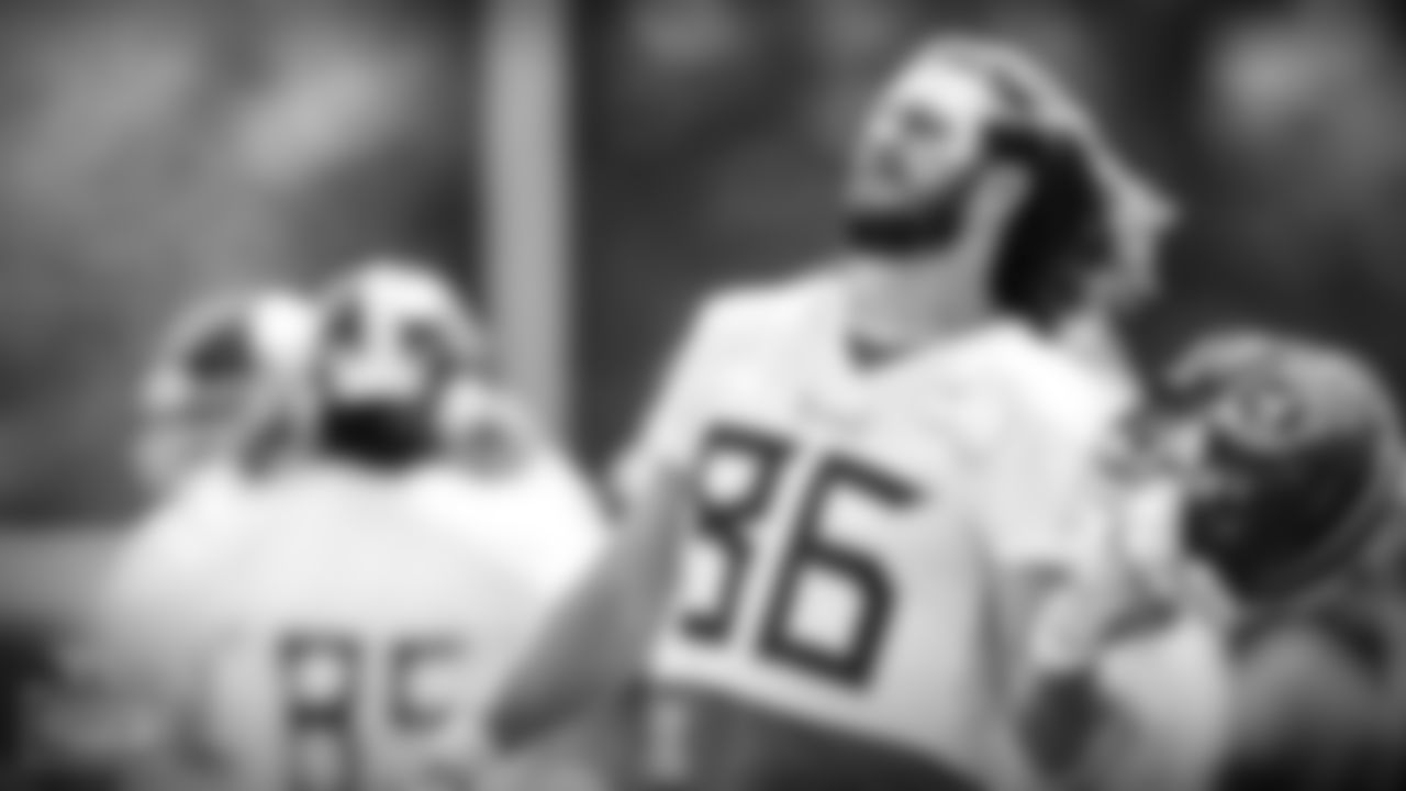 Tight end Anthony Firkser #86 of the Tennessee Titans during practice at Saint Thomas Sports Park on September 9, 2021 in Nashville, TN. Photo By Cameron Faulkner/Tennessee Titans